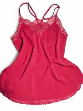 Women's Pink/Coral Lace Trim Slip Chemise